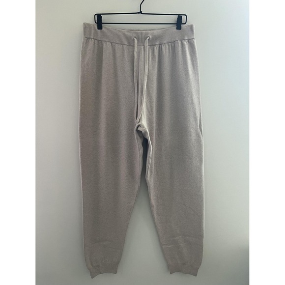 nuuds Pants - Nuuds Sweatpants 2XL Tan Beige Joggers Knit Lounge Pants Drawstring Cuffed Cozy